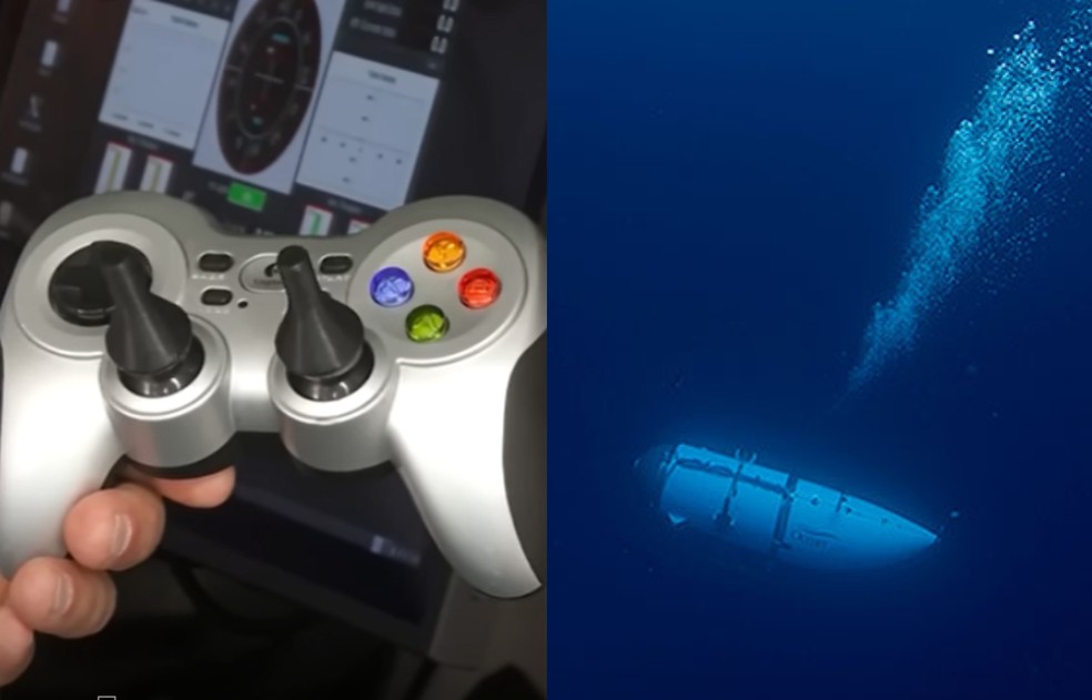 Submersível que desapareceu é pilotado por controle de videogame — Foto: Reprodução/CBC - Divulgação/OceanGate Expeditions