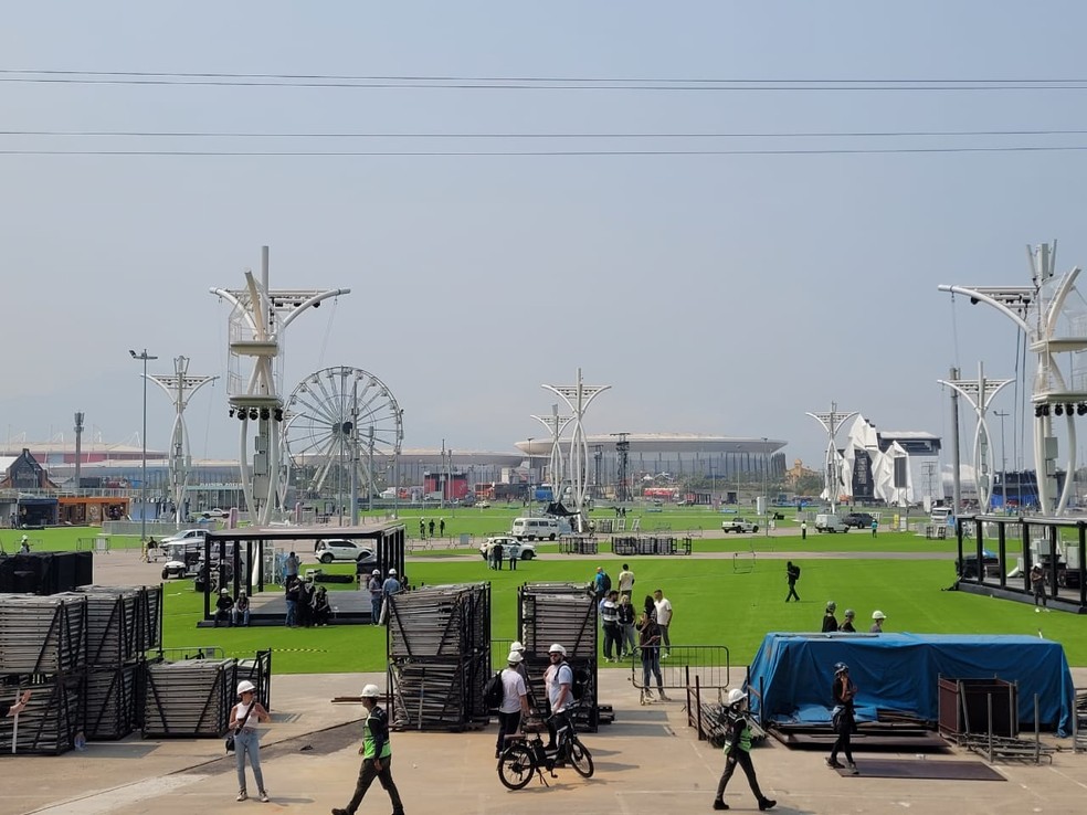 Cidade do Rock passa pelos últimos preparativos para o Rock in Rio, que acontece entre os dias 13 e 22 de setembro — Foto: Cristina Boeckel/ g1