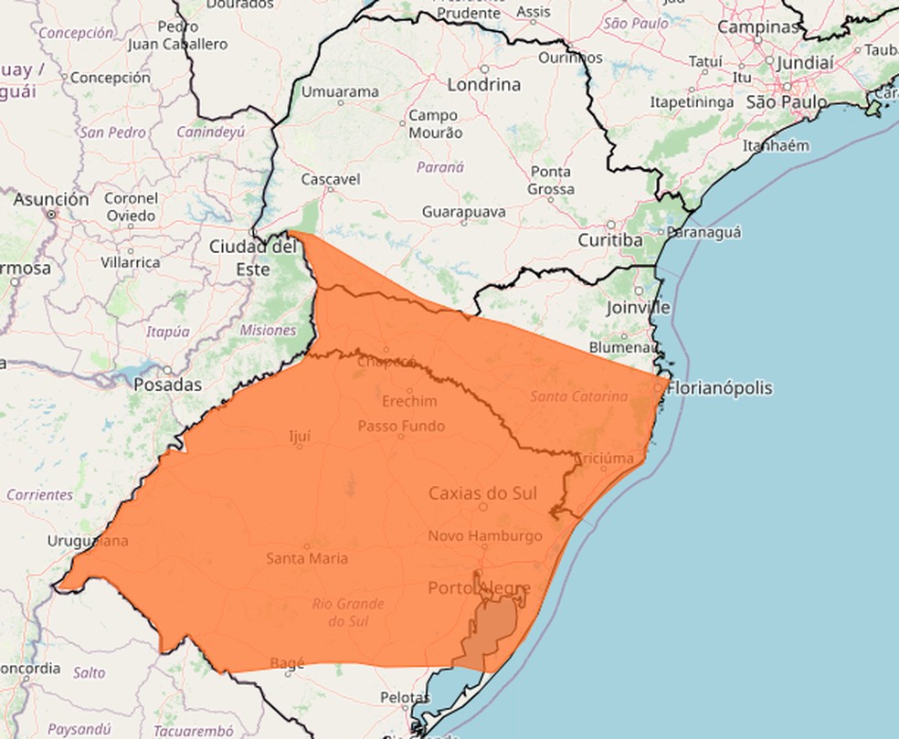 Alerta de tempestade — Foto: Reprodução/Inmet