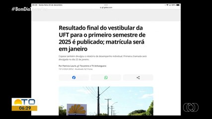 g1 Tocantins: UFT divulga resultado do vestibular para o primeiro semestre de 2025