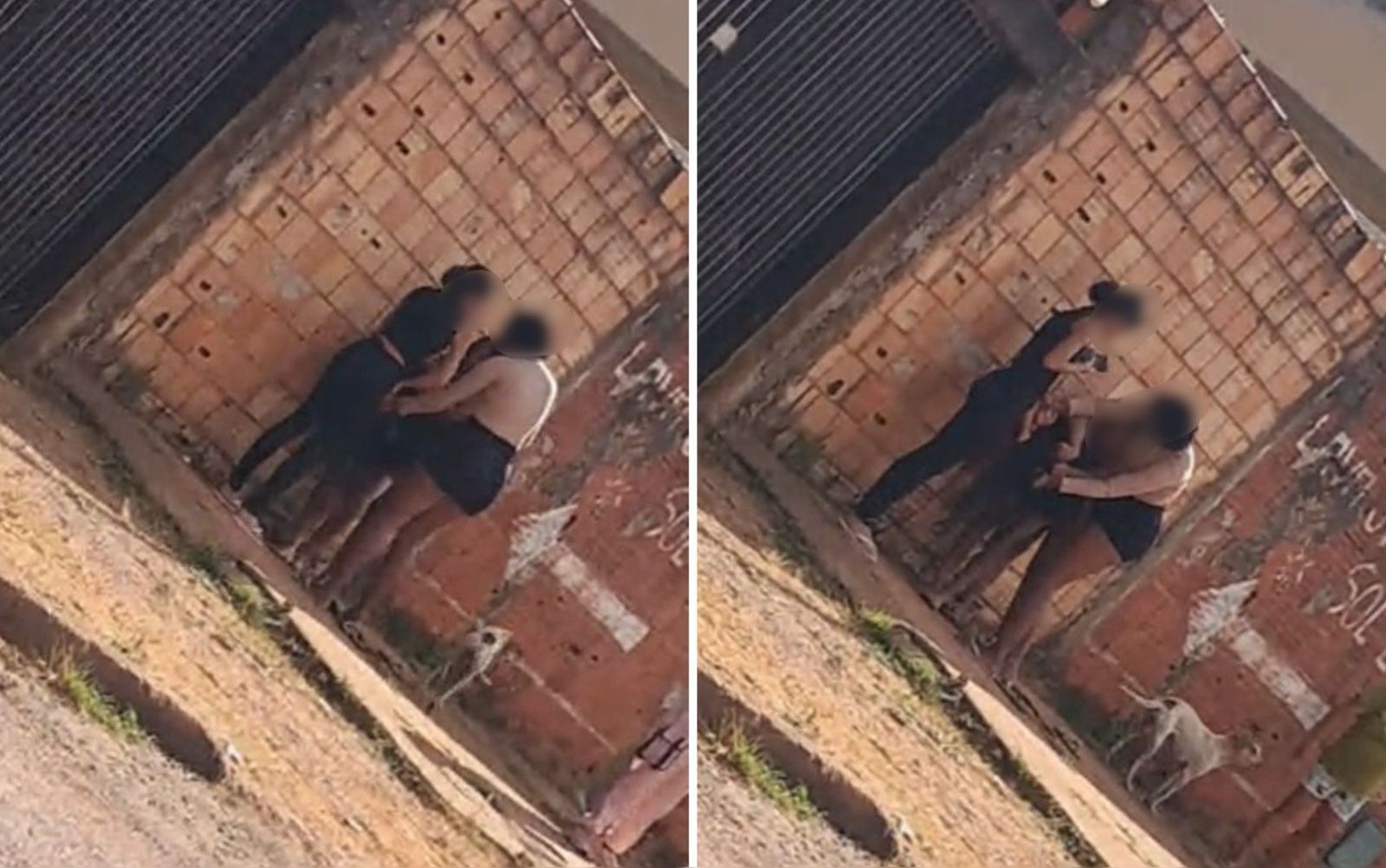Adolescentes e tia cortam o cabelo de menina em calçada; vídeo