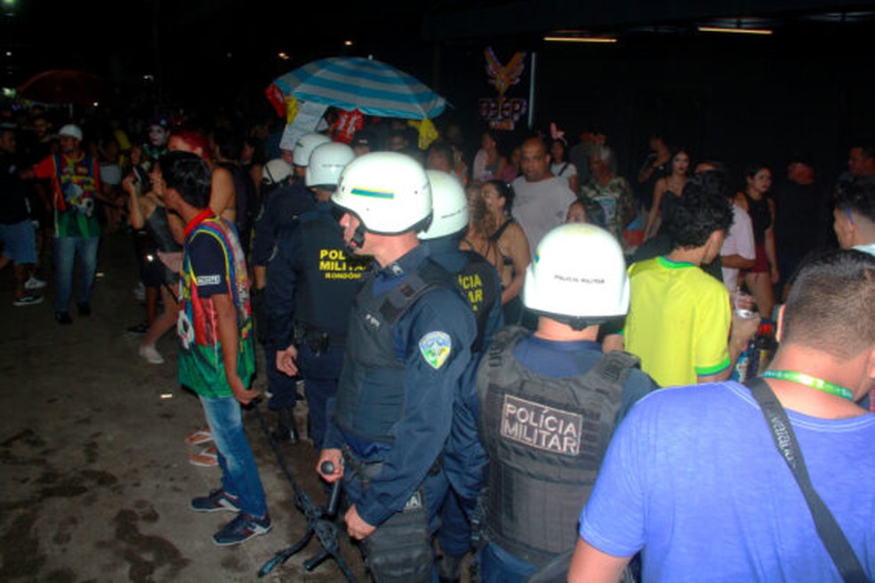 Policiais Militares durante ação no carnaval de Porto Velho — Foto: Sesdec/ Governo de Rondônia