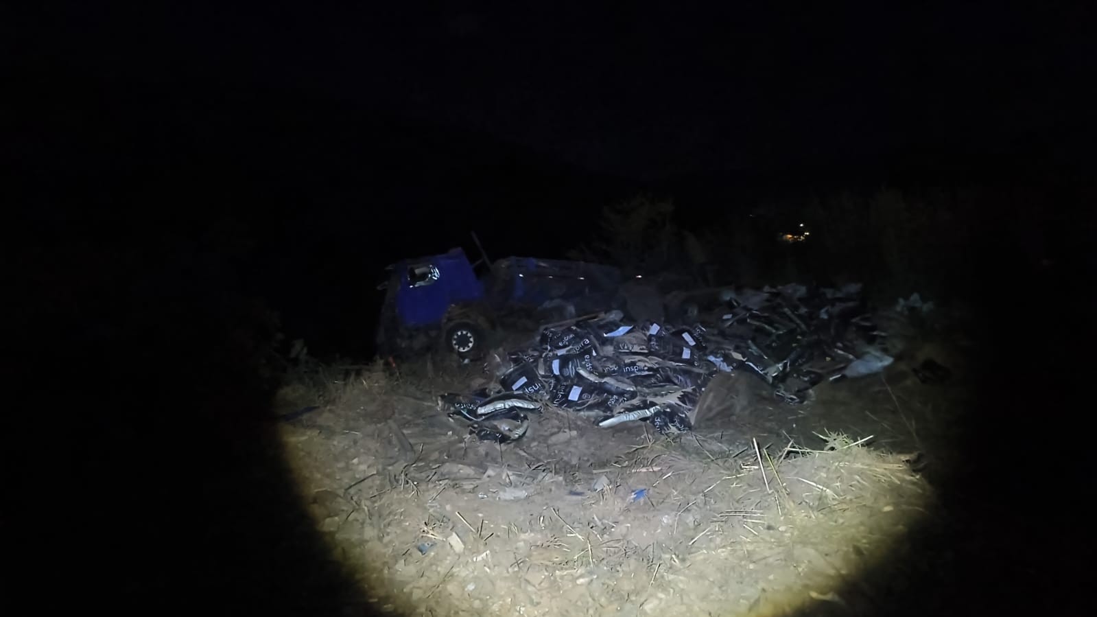 Motorista sobrevive após pular de caminhão em movimento antes de veículo capotar em ribanceira