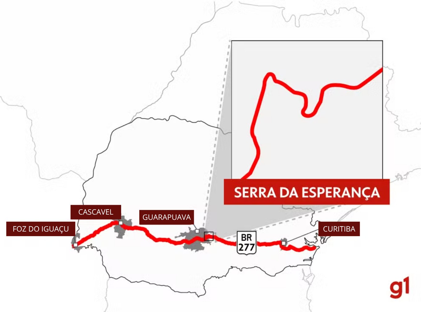 Serra da Esperança terá novo desvio devido a obras na BR-277, no Paraná