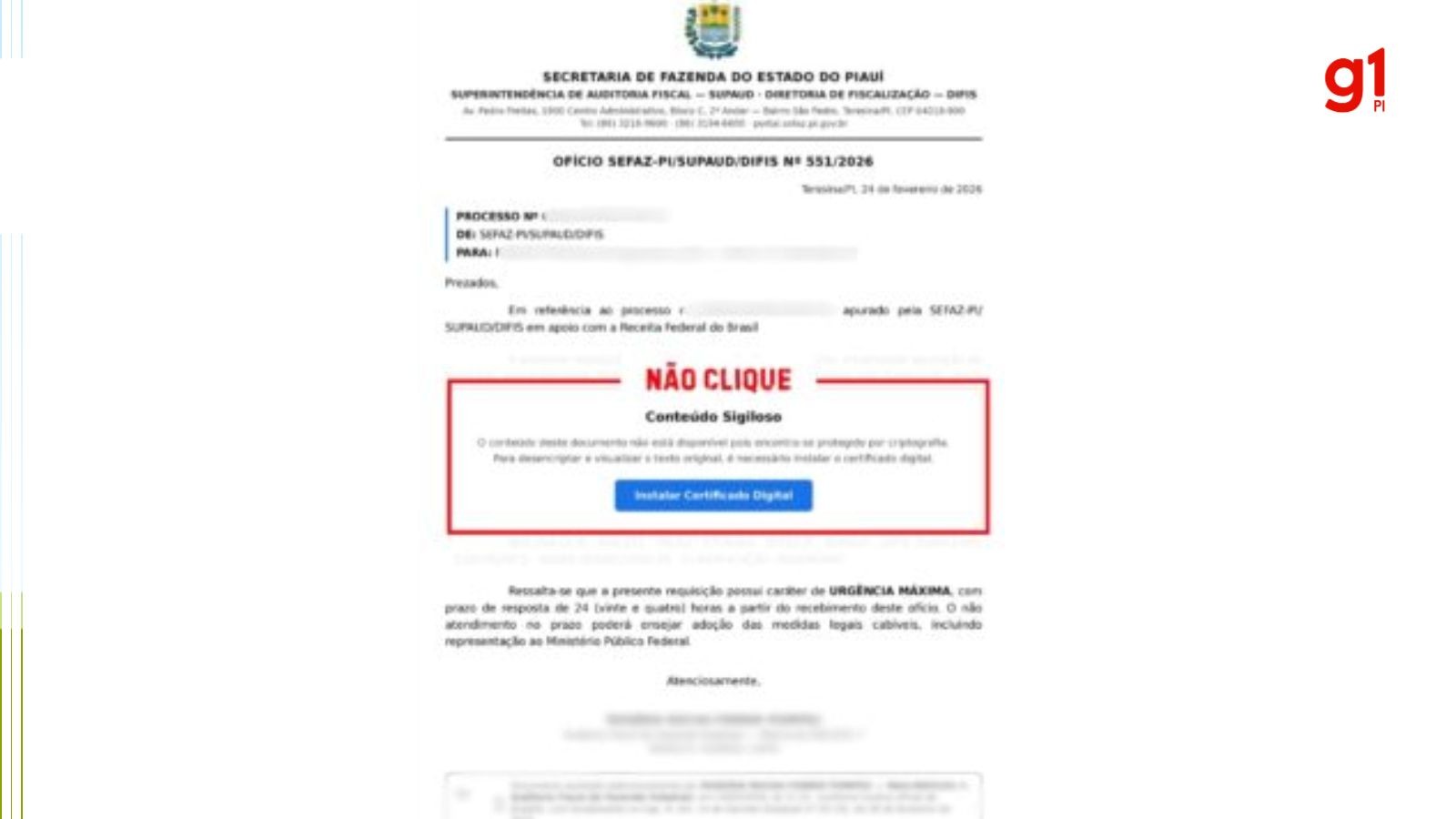 Golpe com e-mails falsos sobre instalação de Certificado Digital mira contribuintes no Piauí, alerta Sefaz