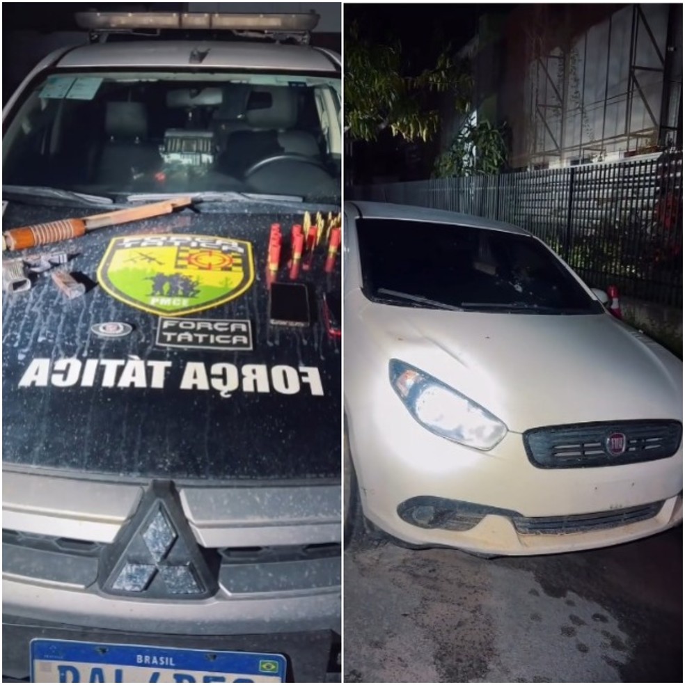 Polícia apreende armas, munições e carro suspeito — Foto: Divulgação