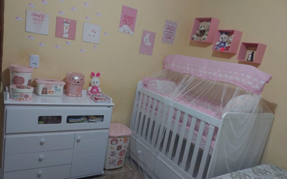 Foto mostra que o quarto da bebê estava todo pronto para recebê-la em casa — Foto: Arquivo pessoal/Vanessa Martins
