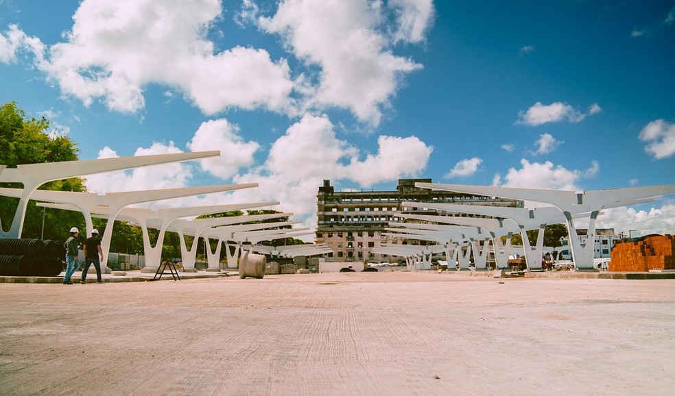 Novo terminal de ônibus na Praça José de Alencar vai ser inaugurado nesta quinta, em Fortaleza. — Foto: Prefeitura de Fortaleza/Reprodução