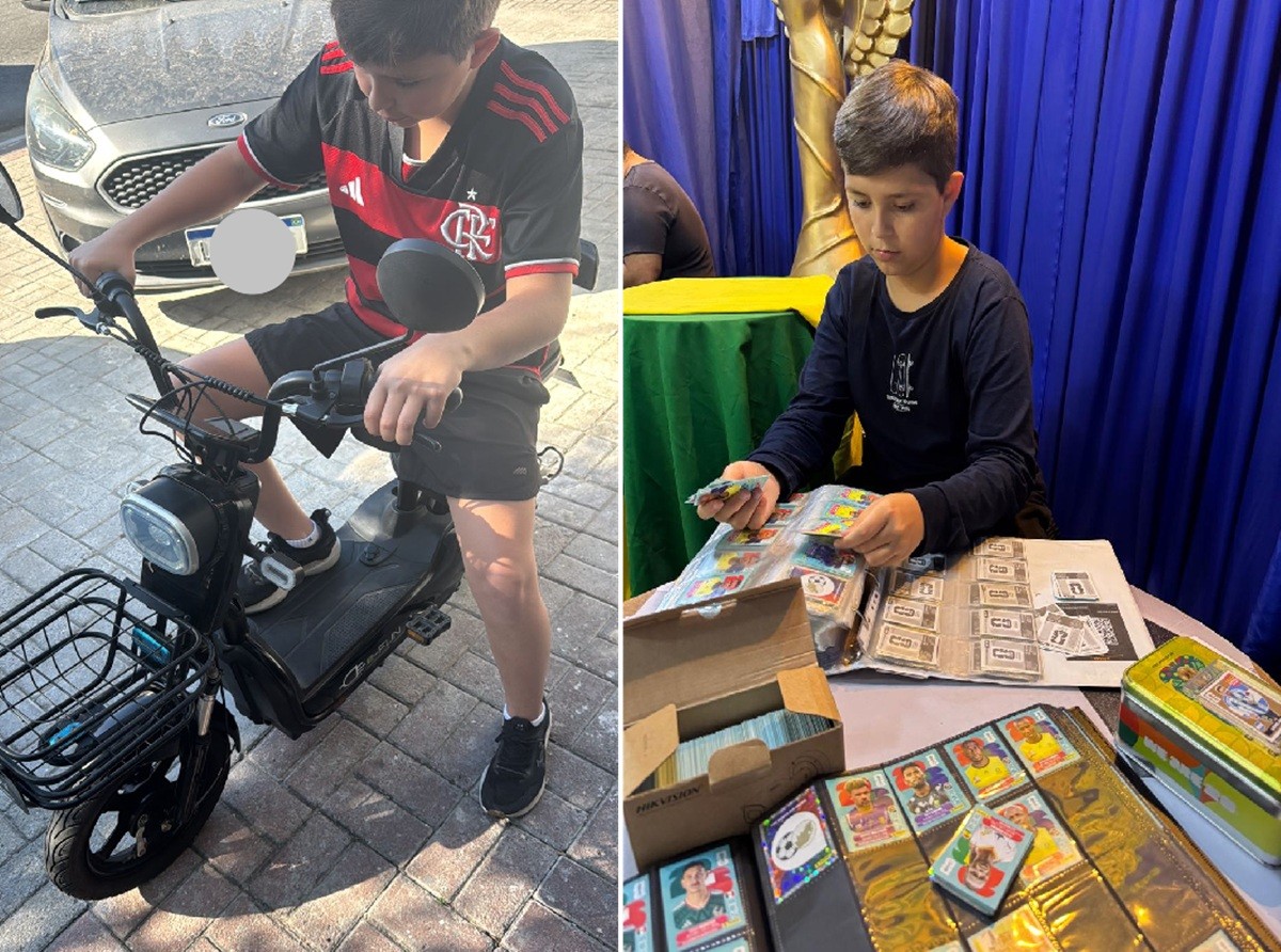 Adolescente de 13 anos compra moto elétrica após vender 10 mil figurinhas da Copa em Cabo Frio