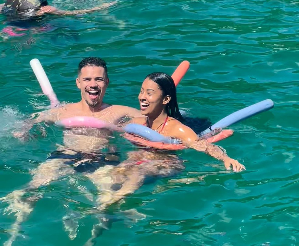 kaio e Lorena na viagem de comemoração de dois anos de namoro — Foto: Arquivo pessoal