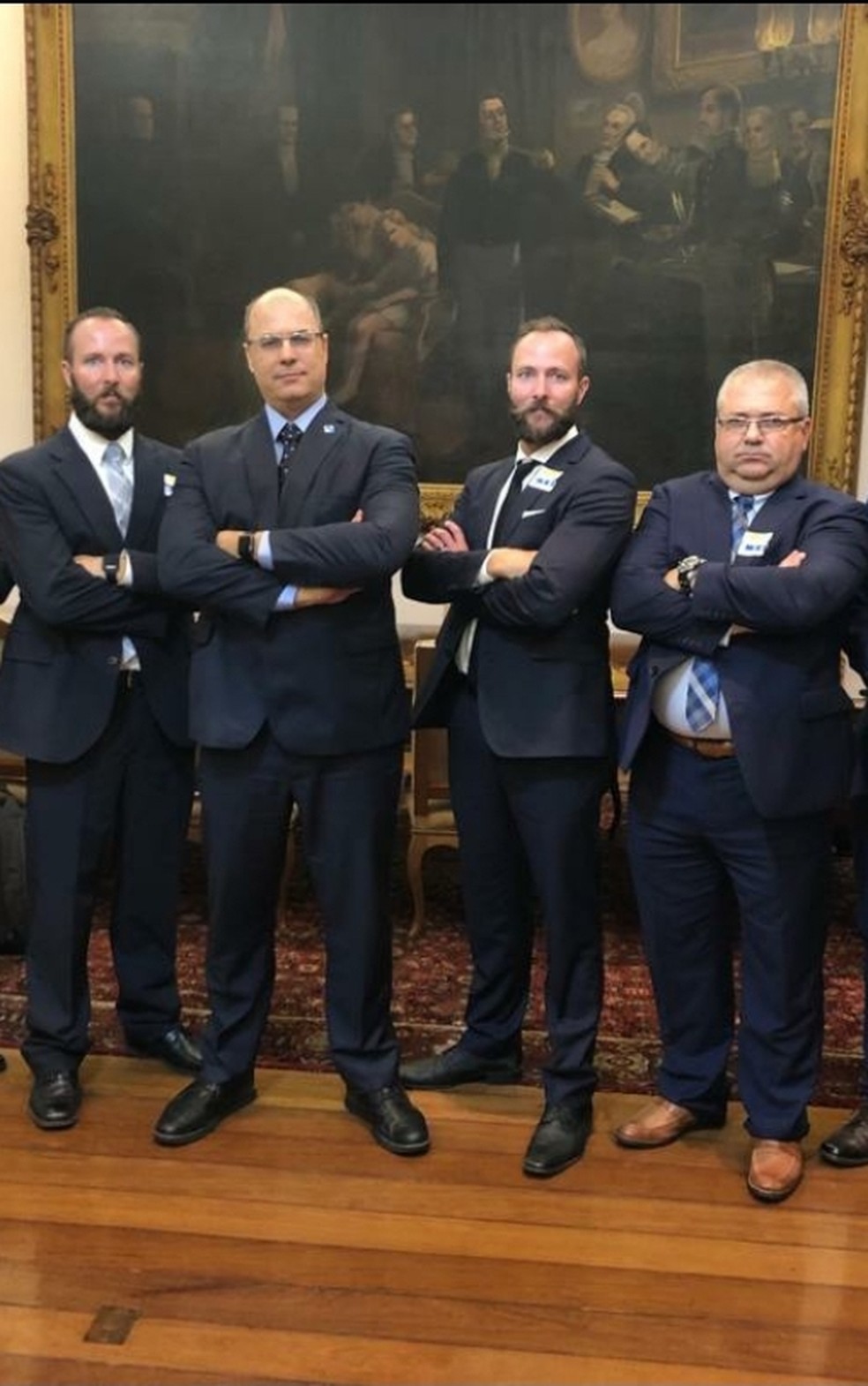 Os irmãos Mark e Daniel Beck junto com o ex-governador do RJ, Wilson Witzel e o empresário Maurício Junot — Foto: Reprodução