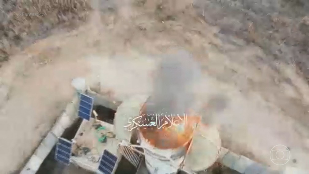 Os primeiros ataques do Hamas foram feitos com drones — Foto: Fantástico