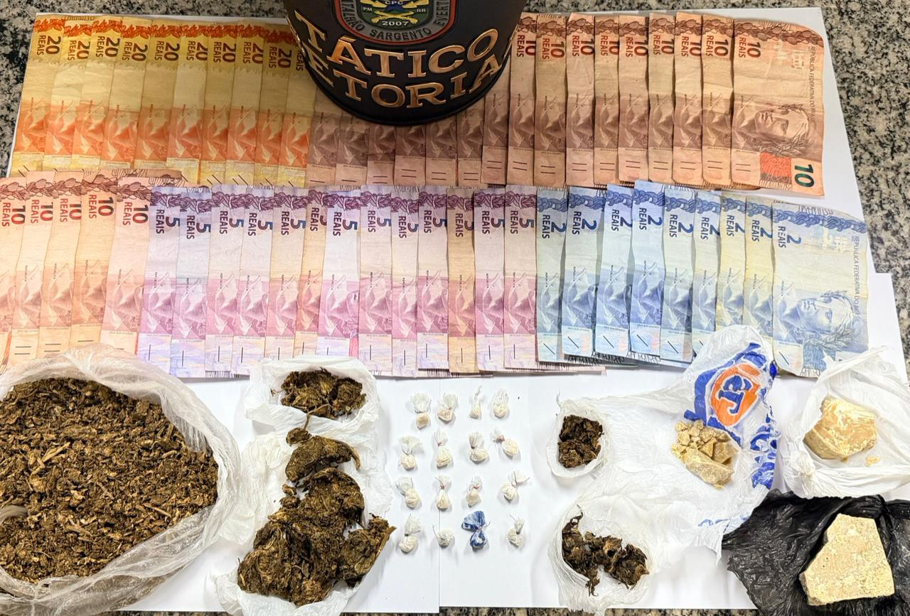 Homem e mulher são presos com drogas e dinheiro escondidos em meias em Boa Vista