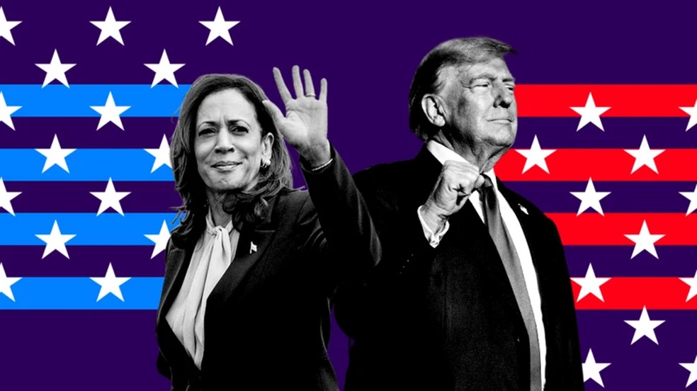 Kamala Harris e Donald Trump — Foto: BBC