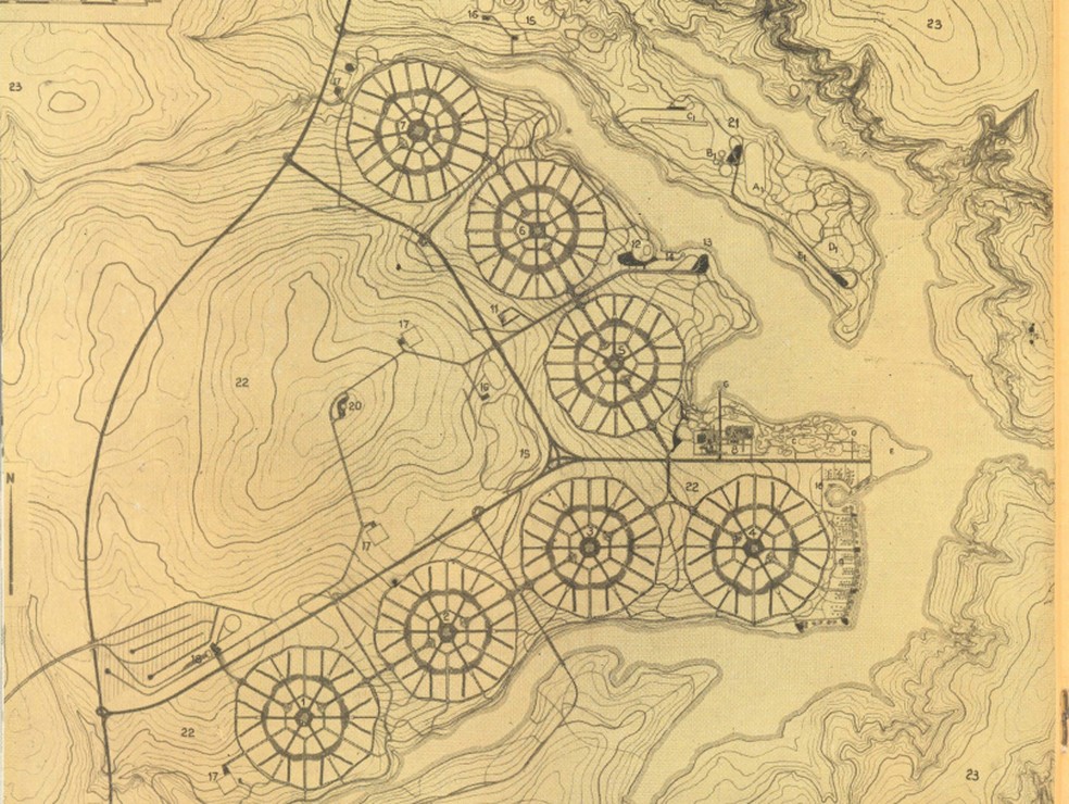 O projeto dos M.M.M. Roberto para o Plano Piloto de Brasília. — Foto: Revista Brasília/Arquivo Público do DF