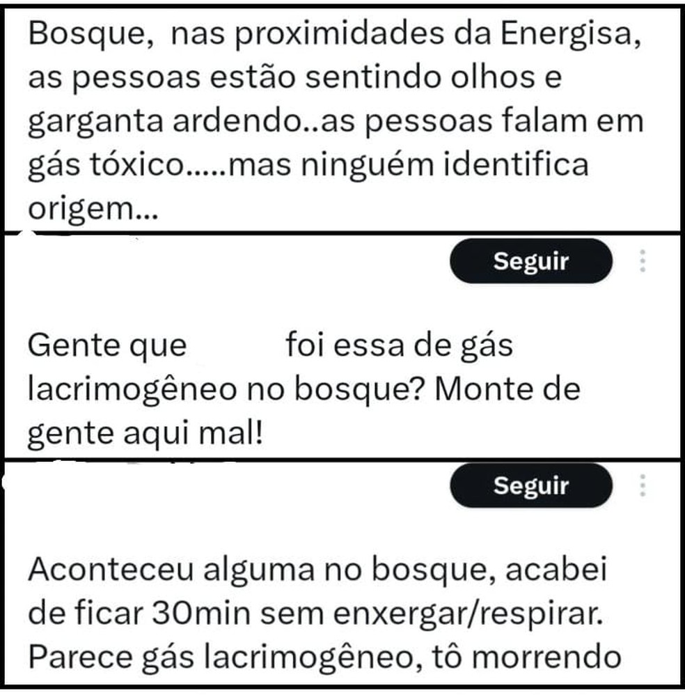 Internautas reclamaram do odor após explosão de gás lacrimogêneo em Rio Branco no 4º BIS — Foto: Reprodução/Twitter