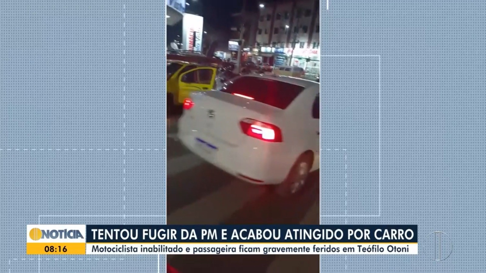 Motociclista sem habilitação é preso após bater em carro e deixar duas pessoas feridas em Teófilo Otoni