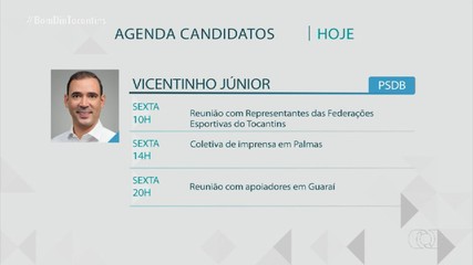 Confira a agenda dos candidatos ao governo do Tocantins