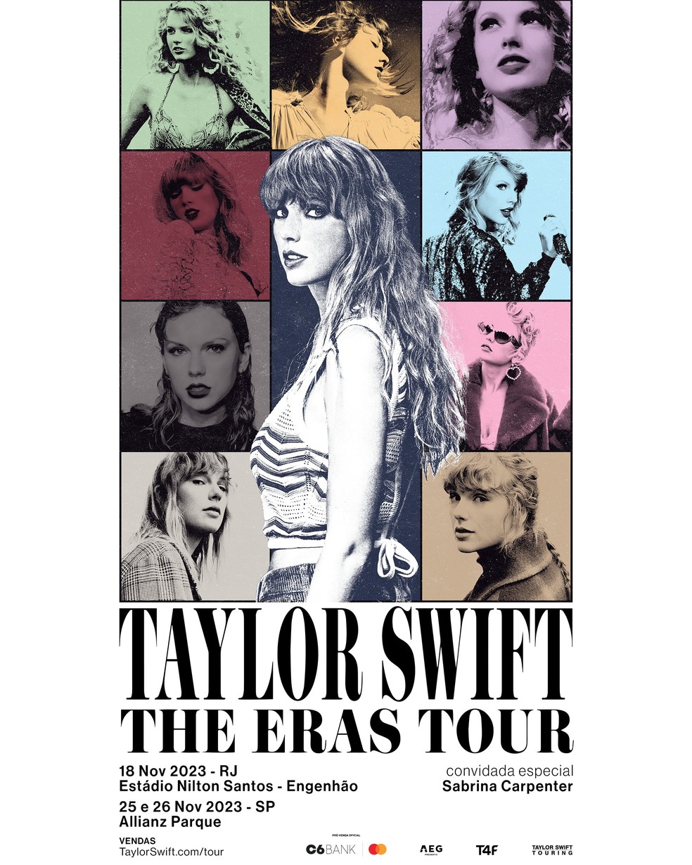 Taylor Swift anuncia shows no Brasil em 2023 — Foto: Reprodução/T4F