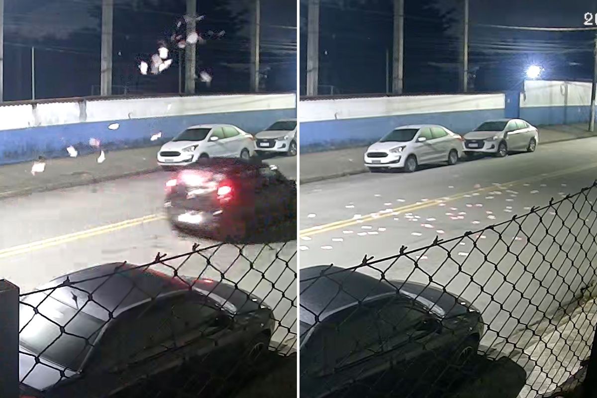 VÍDEO: carro é flagrado despejando centenas de santinhos em frente a local de votação no litoral de SP