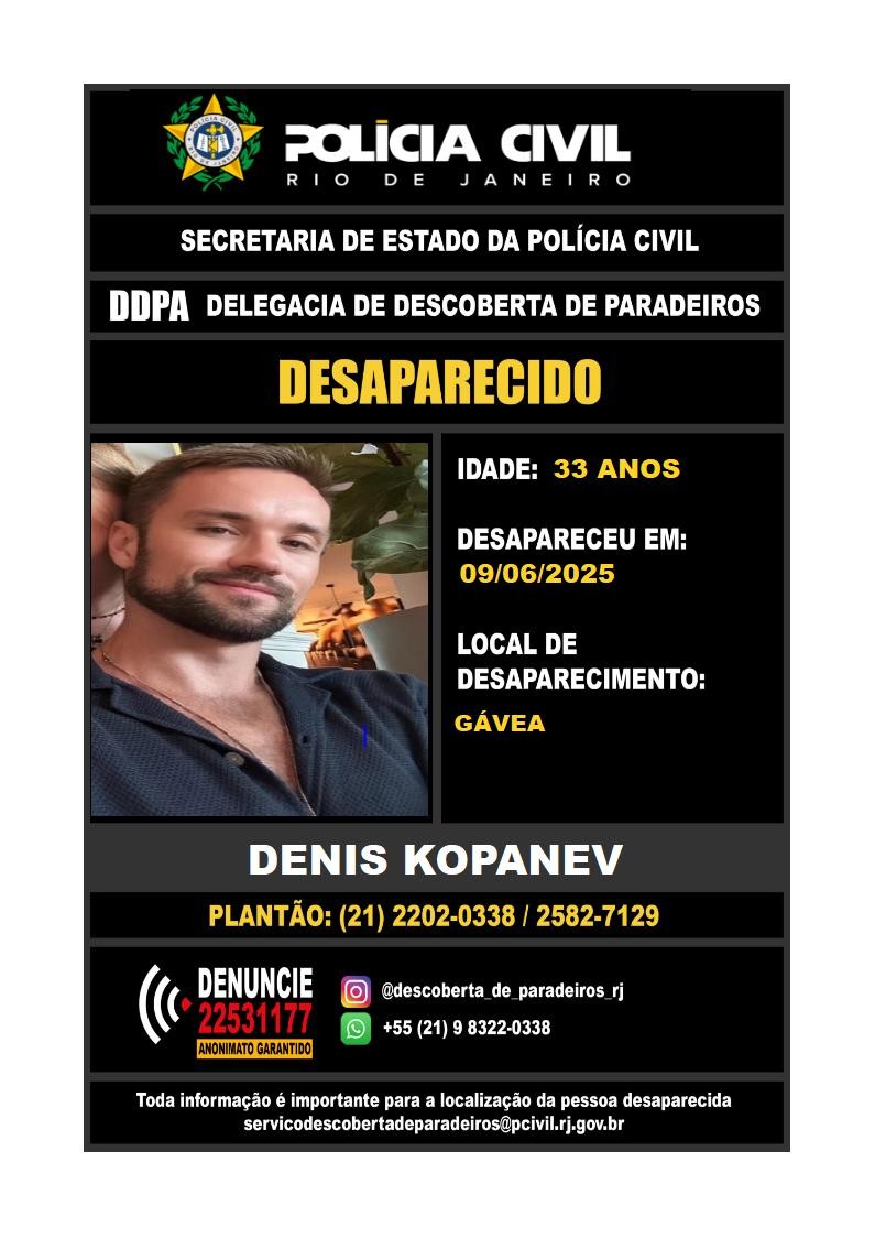 Polícia procura turista britânico desaparecido no Rio
