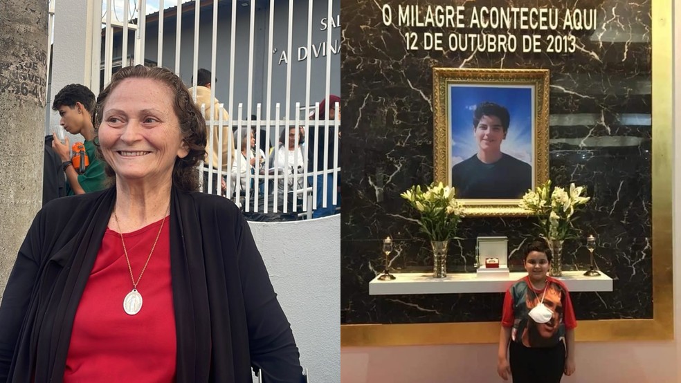 Família de Matheus, que recebeu o primeiro milagre atribuído a Carlo Acutis, acompanha canonização em Campo Grande — Foto: Diogo Nolasco/ Marcelo Tenório
