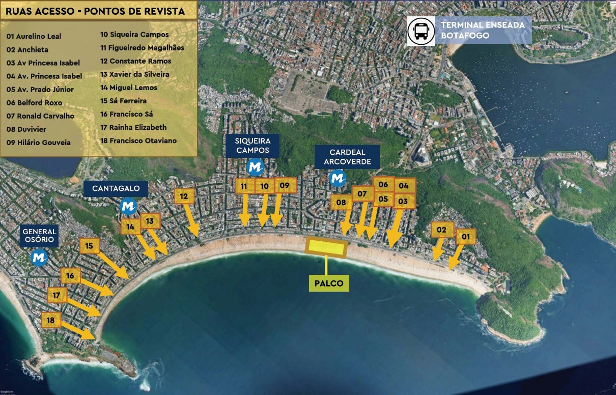 Show da Shakira: veja onde serão os 18 pontos de revista e acesso à orla de Copacabana