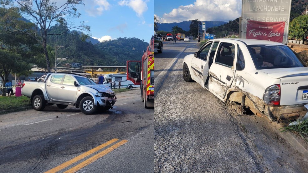 Acidente com três veículos deixa uma pessoa morta na BR-262, em Venda Nova do Imigrante, Espírito Santo. — Foto: Reprodução
