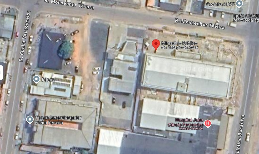 Radiação por aparelho de raio-X pode afetar servidores do MP em Sena Madureira, alerta Sindmed — Foto: Reprodução/Google Maps