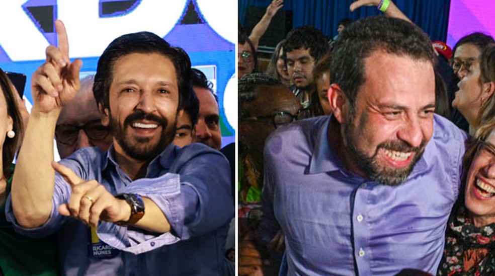 Nunes e Boulos após definição de 2º turno em SP — Foto: Leco Viana/Estadão Conteúdo/Roberto Sungi/Estadão Conteúdo