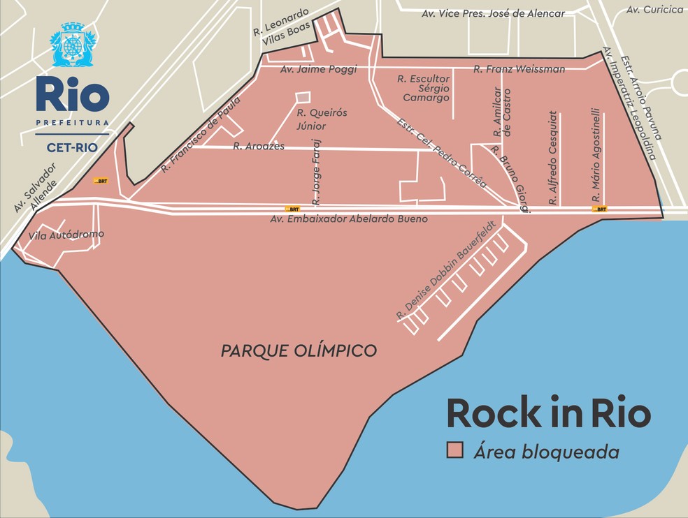 Interdições previstas para o Rock in Rio — Foto: Divulgação/ Prefeitura do Rio