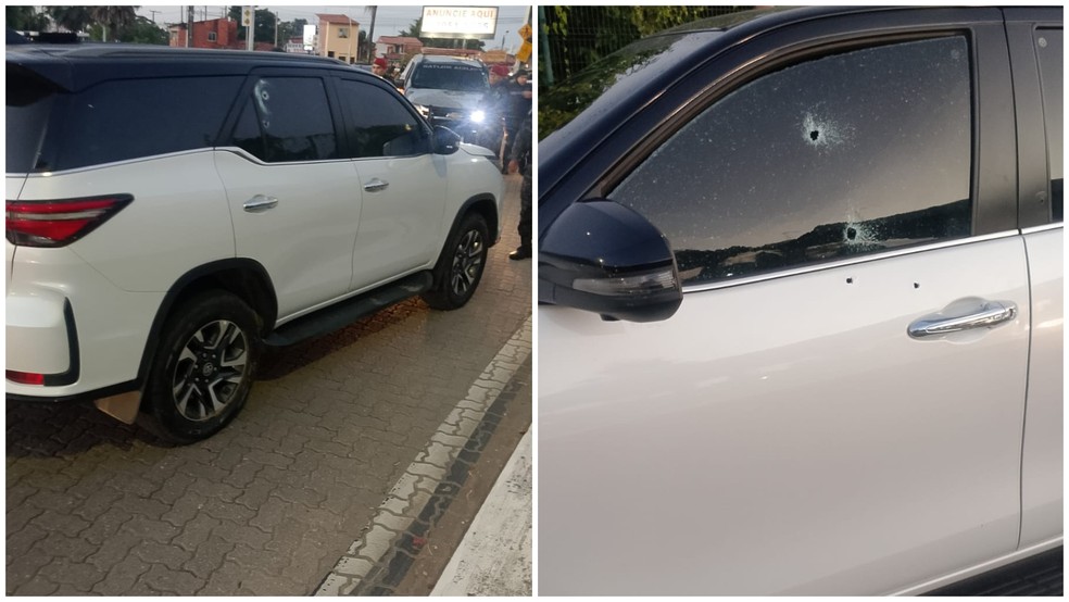 Carro de luxo é atingido por disparos de arma de fogo em avenida de Fortaleza — Foto: Reprodução