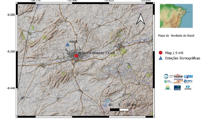 Tremor de terra de 1.9mR é registrado em Caruaru