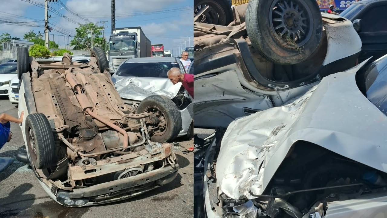 Acidente de trânsito deixa uma pessoa presa às ferragens na BR-316 em Ananindeua