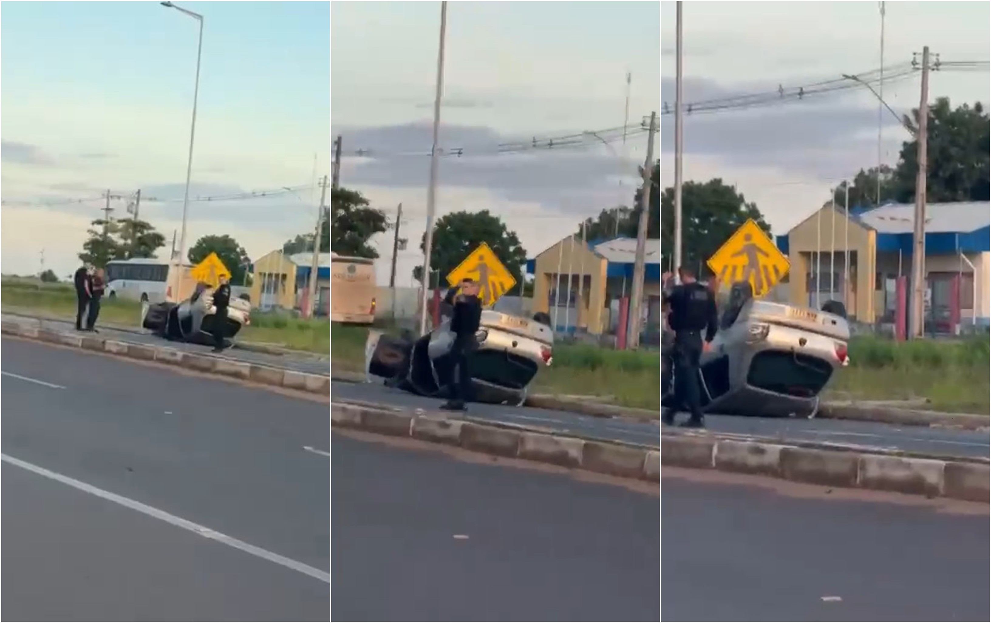 Jovem fica preso às ferragens após capotar carro ao subir no meio-fio em Boa Vista