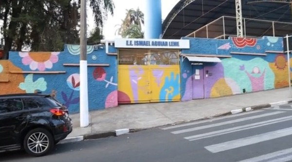 Escola Estadual Ismael Aguiar Leme, que fica na região central de Bragança Paulista. — Foto: Reprodução/TV Vanguarda