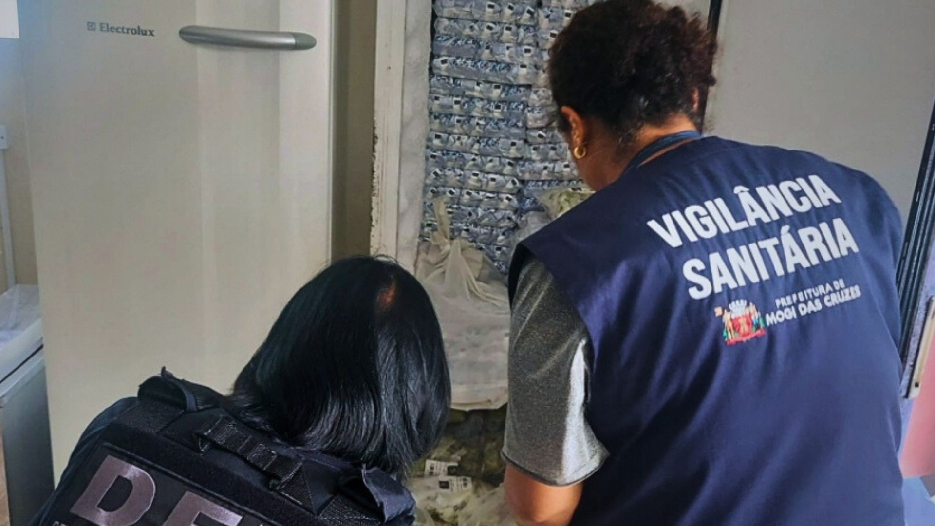 Vigilância interdita fábrica de gelo e descarta mais de 500 quilos de mercadoria em Mogi das Cruzes