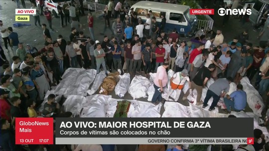 Corpos de vítimas são enfileirados no chão do maior hospital de Gaza - Programa: GloboNews Mais 