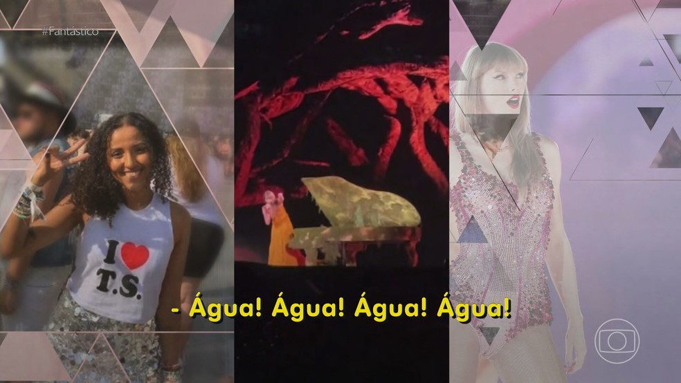 Público pediu água durante show da cantora Taylor Swift. — Foto: TV Globo/Reprodução