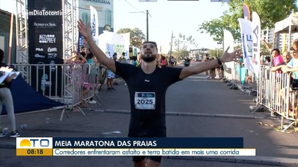 Corredores enfrentam Meia Maratona das Praias em meio a terra batida e asfalto, em Palmas