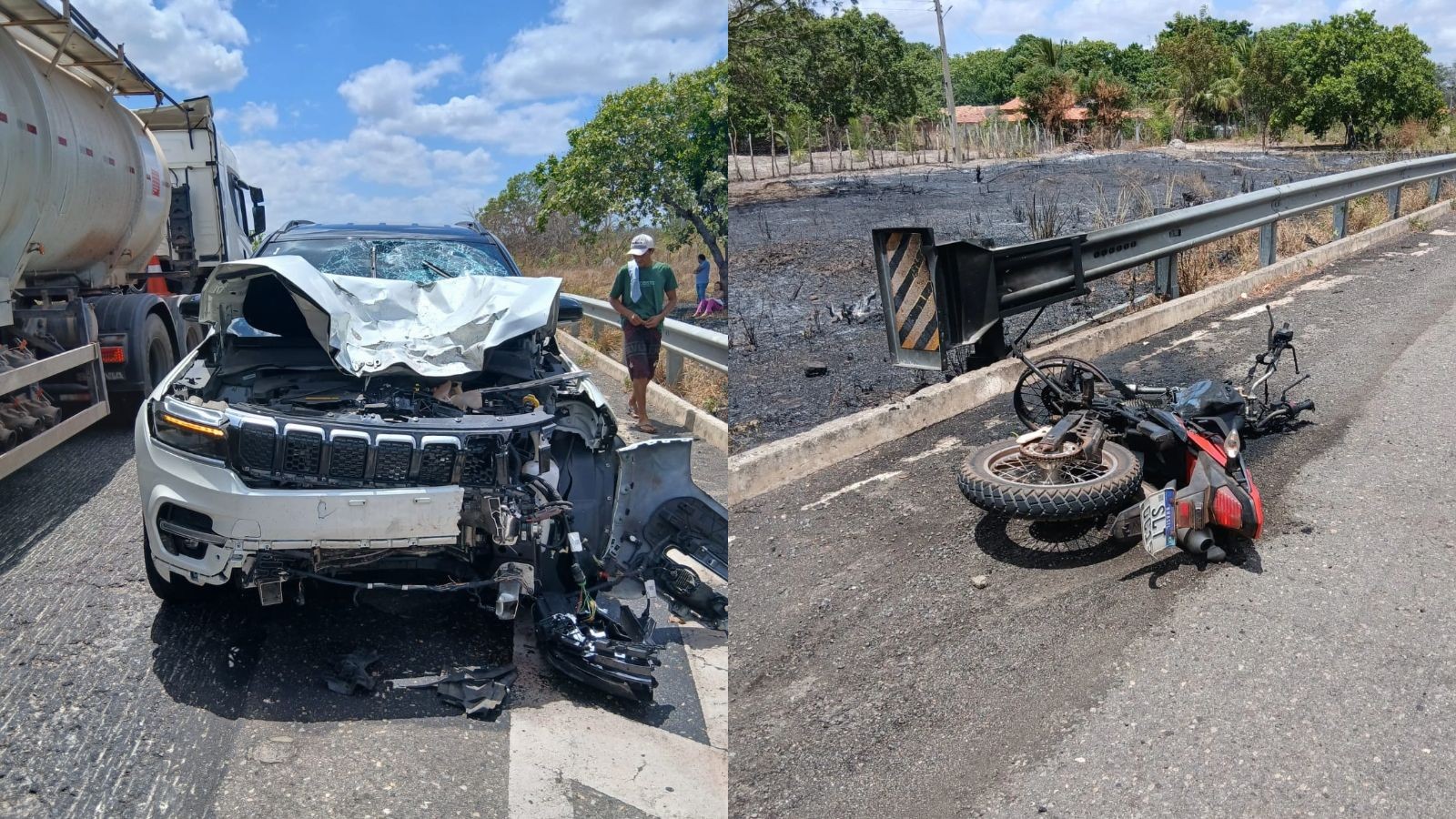 Mulher de 41 anos morre em acidente grave envolvendo carro e moto na BR-343, no Norte do PI