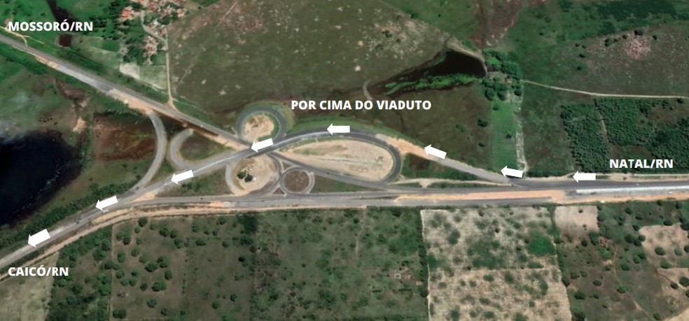 Trânsito é parcialmente liberado sobre viaduto na BR-304, na Grande Natal — Foto: Dnit/Divulgação
