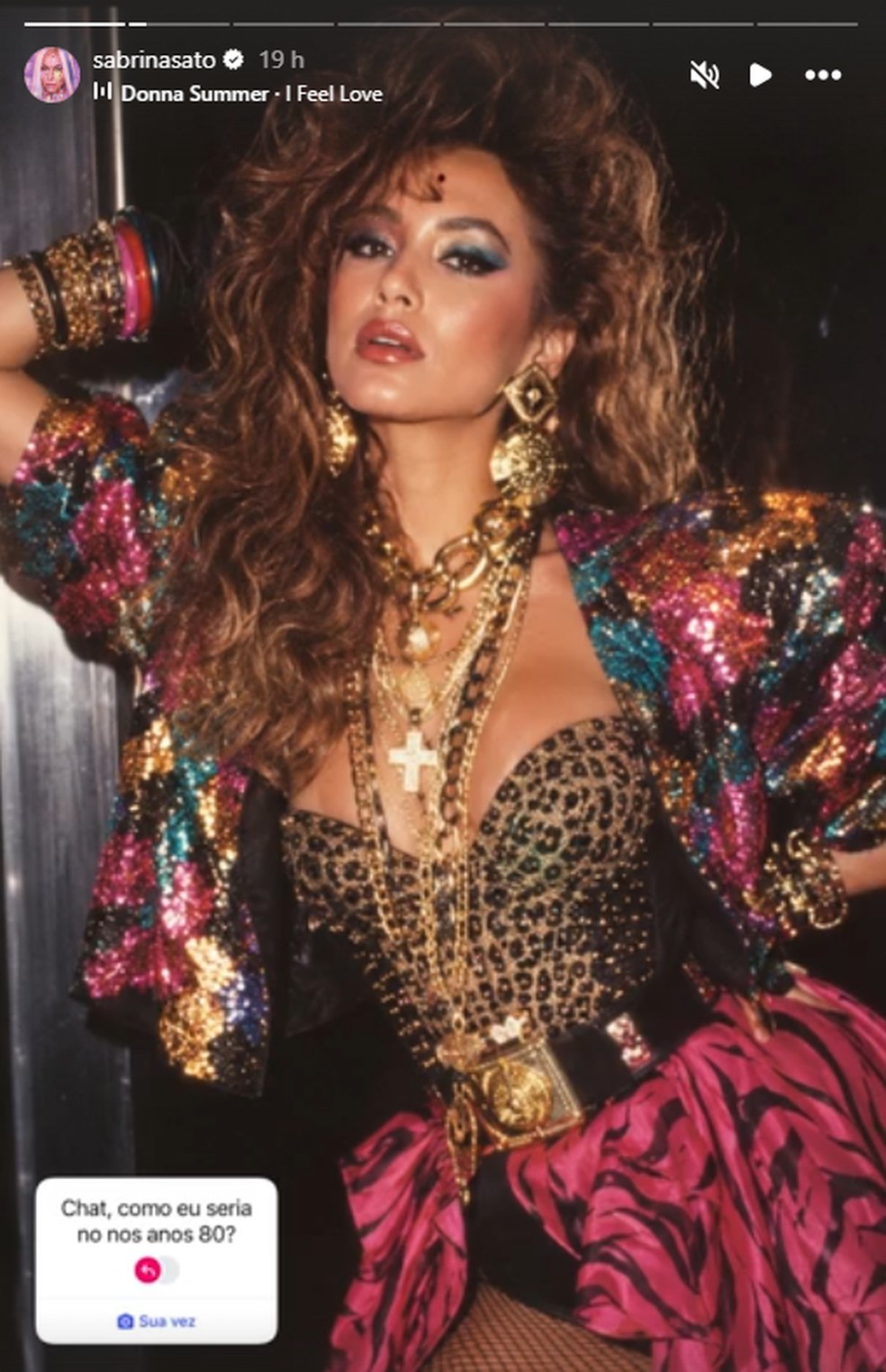 Sabrina Sato na trend dos anos 80. — Foto: Reprodução/Instagram