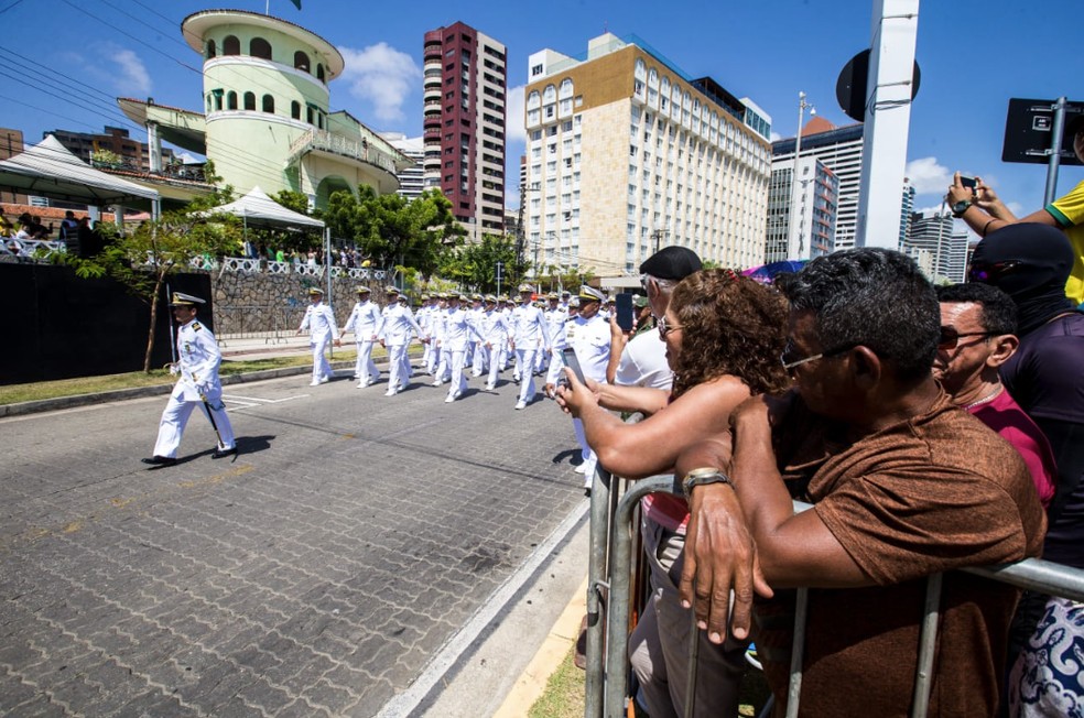 Militares da Marinha durante o desfile de 7 de setembro em Fortaleza. — Foto: Thiago Gadelha/Sistema Verdes Mares