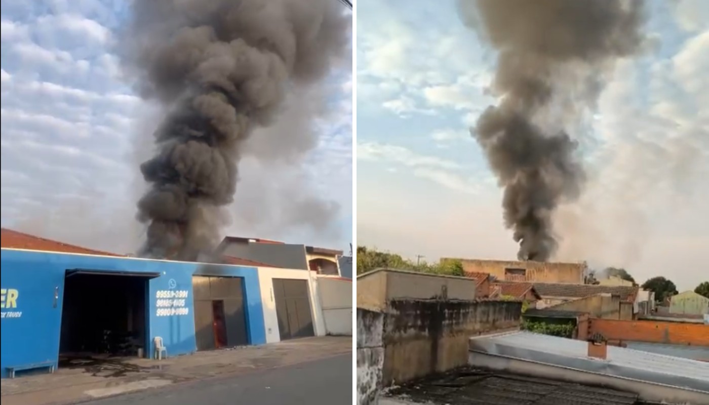 Caminhão pega fogo e provoca incêndio em empresa de Santa Bárbara d'Oeste