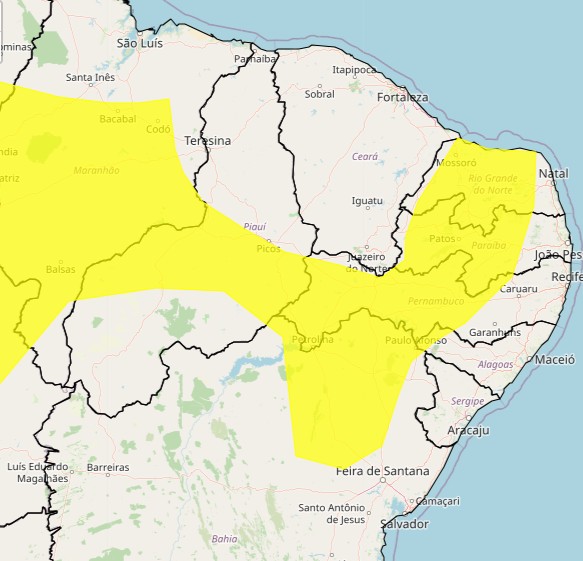 Inmet emite comunicado de chuvas intensas com ‘perigo potencial’ para 36 municípios do interior de Pernambuco