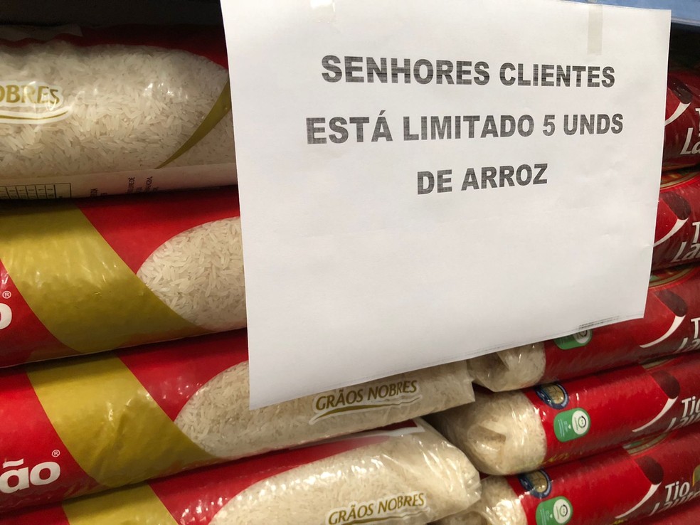 Supermercado de MS começa a racionar arroz. — Foto: Redes sociais