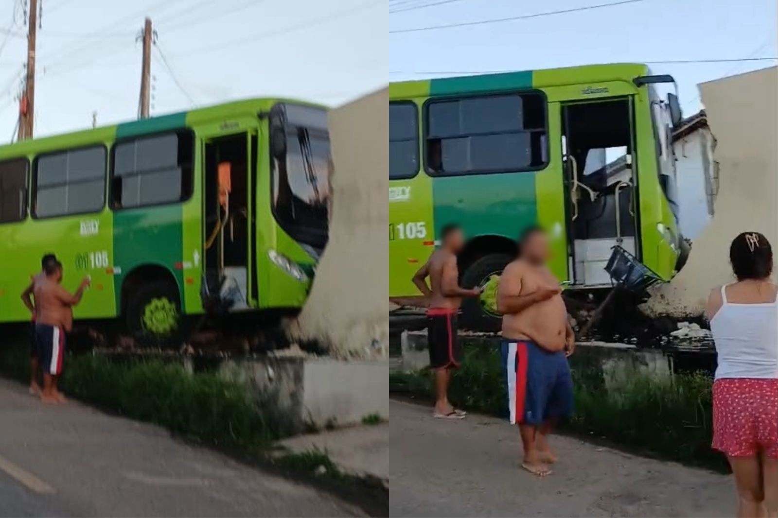 Vídeo: ônibus desce rua e derruba muro de casa na Zona Norte de Teresina