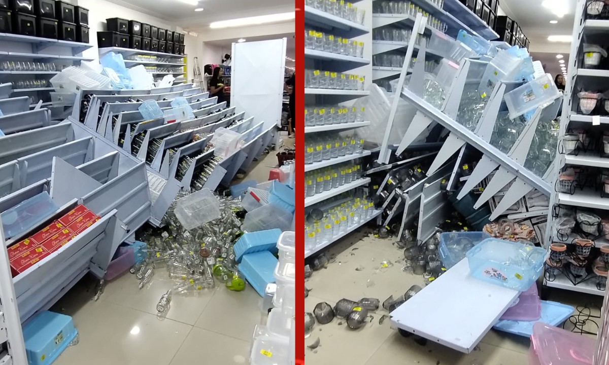 Funcionárias ficam feridas após prateleiras desabarem em loja no centro de Conceição do Coité