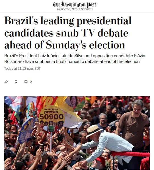 Debate presidencial cancelado: veja o que falou imprensa internacional